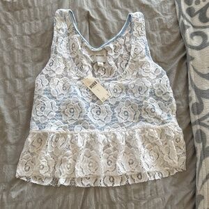 Maeve White Lace Cropped Tank Top